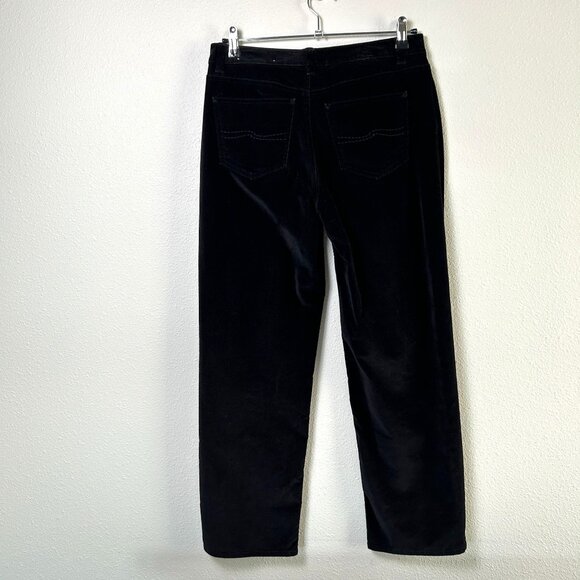 Talbots Pants Petite 6 6P Black Velvet Straight Leg Stretch Vintage Pockets - Picture 3 of 10